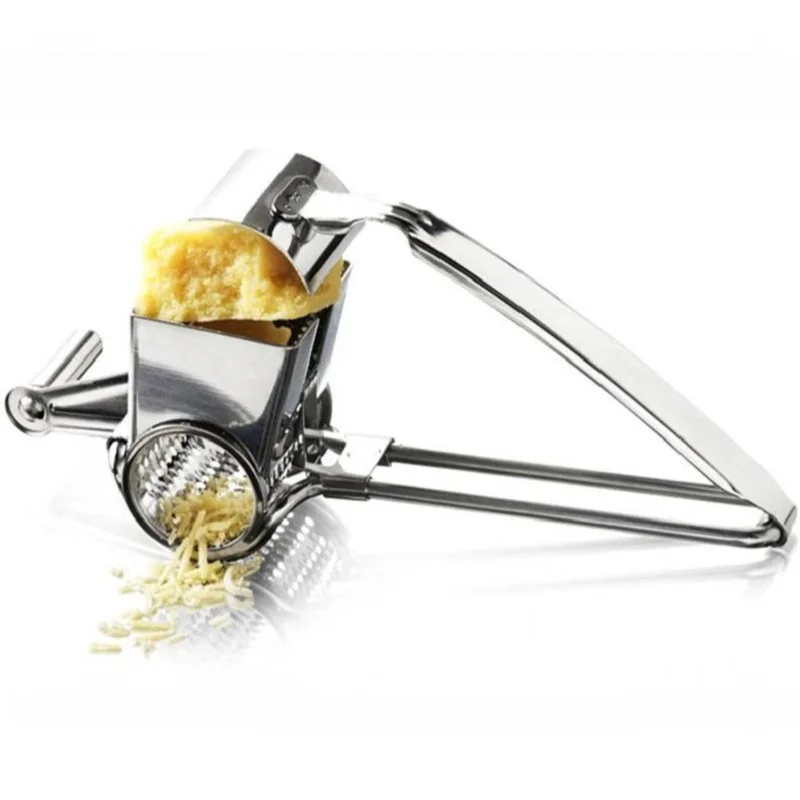 

IK Cheese Grater Stainless Steel Rotary Cheese Grinder Hand Crank Shredder for Parmesan Mozzerella Vegetables Fruit Kitchen Tool