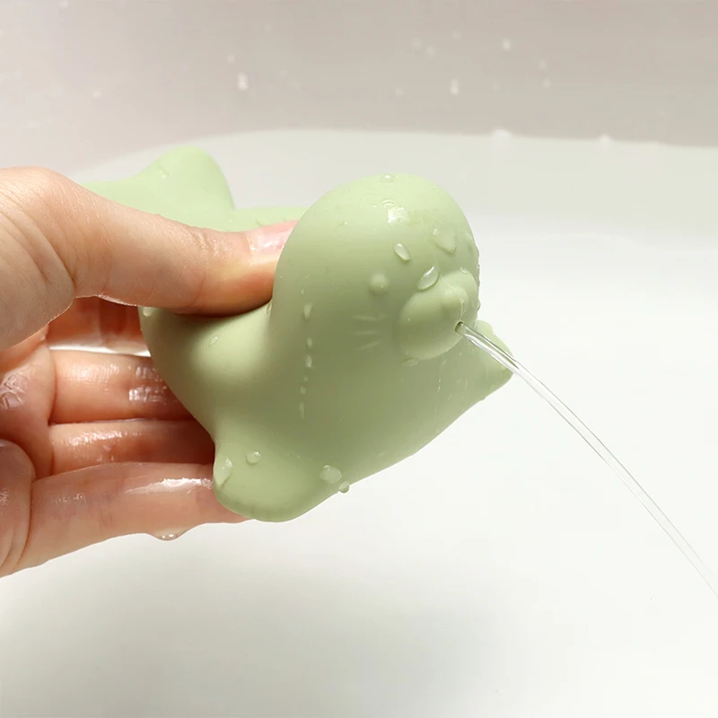 ซิลิโคนเกรดอาหารซีลของเล่นอาบน้ํา-Chewable Teether น้ําเล่นของเล่นสําหรับทารก,BPA ฟรี Float Squeeze สเปรย์สัตว์ Bath ของเล่น