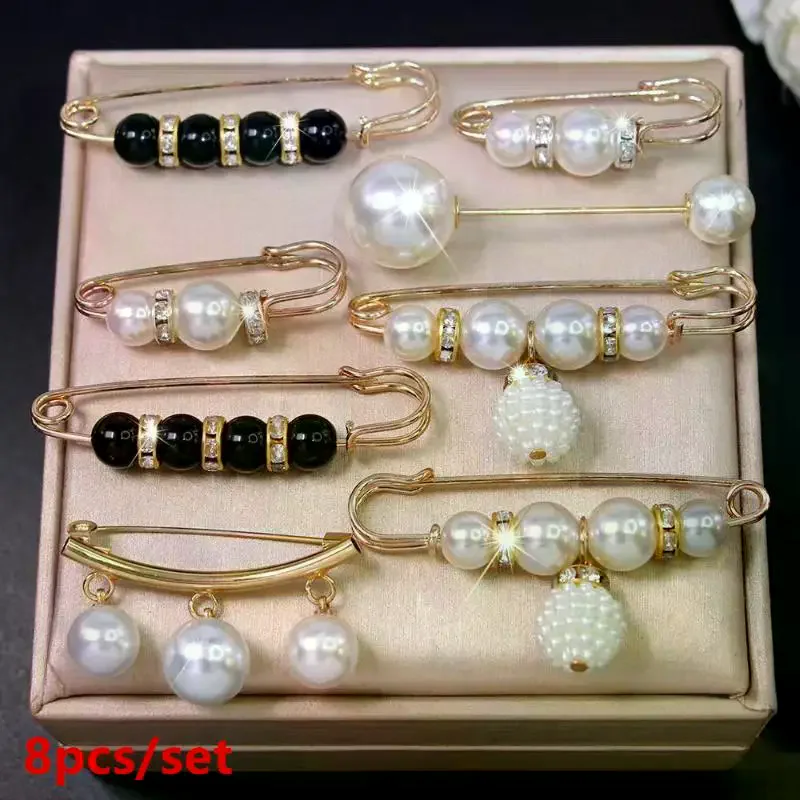 8pcs Korean Women's Metal Leak Proof Brooch Fashion Flip Clothing Corset Brooch DIY Accessories Waist Pin Shawl Buckle Pin