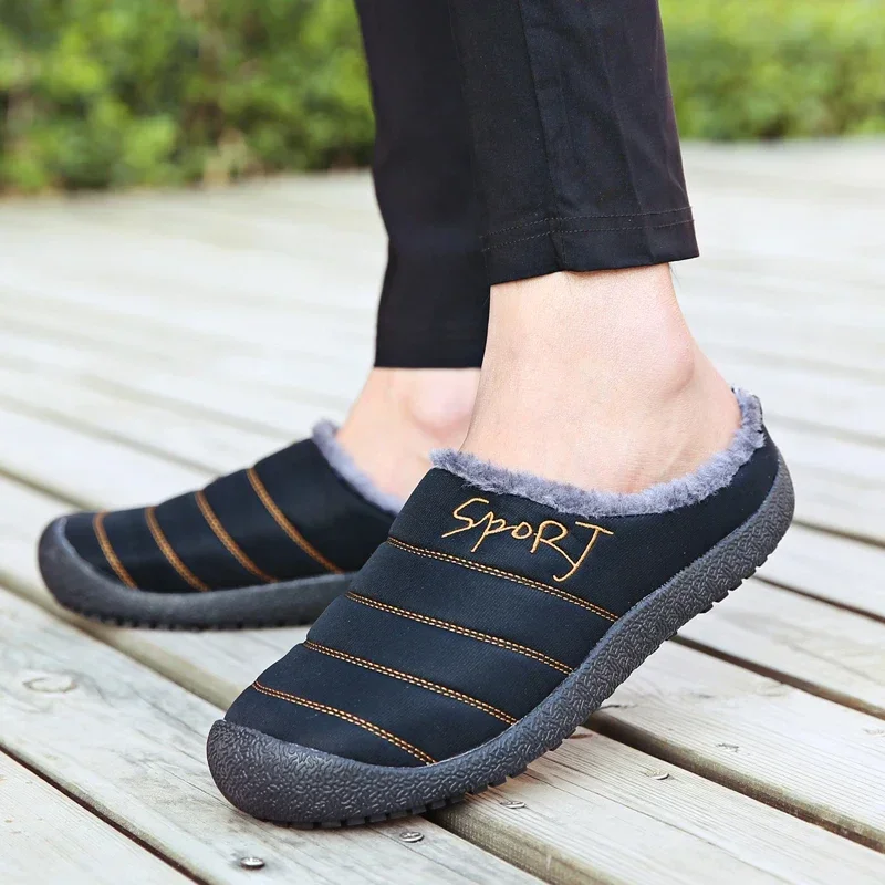 Slippers Slides for Men House Casual Platform Shoes Comfortable Round Toe Wear-Resistant Comfortable Flexible Wild Keep Warm