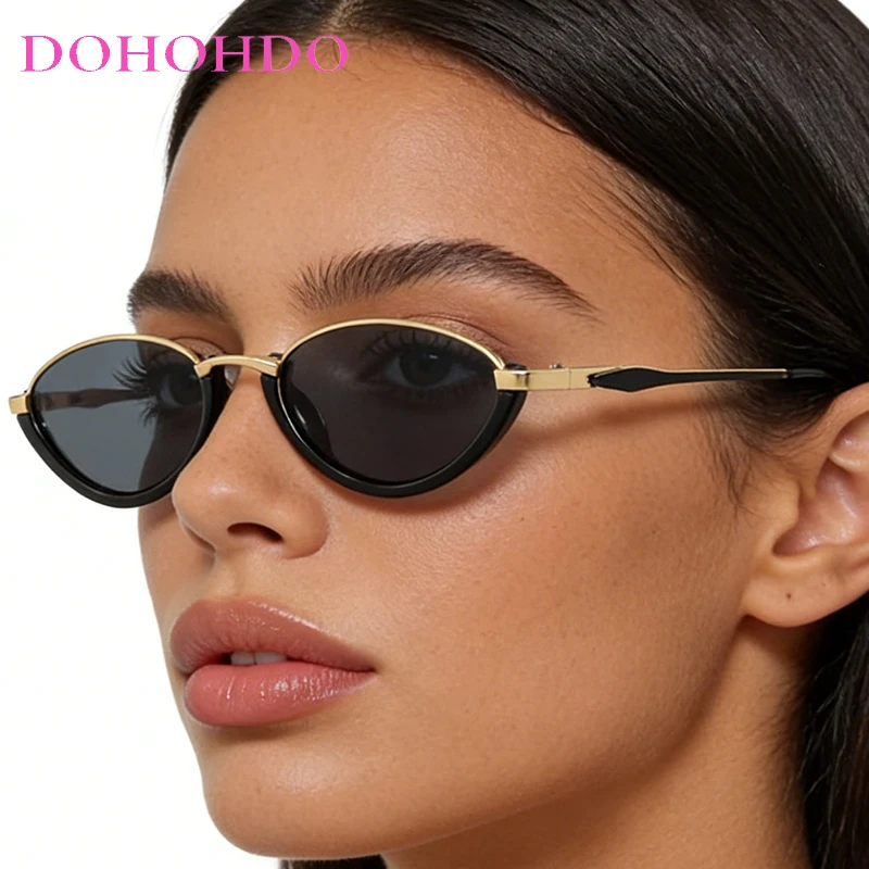 

Trendy Luxury Design Brand Small Cat Eye Sunglass Women Men Metal Frame Sunglasses Men Retro Driving Shades Travel Glasses UV400