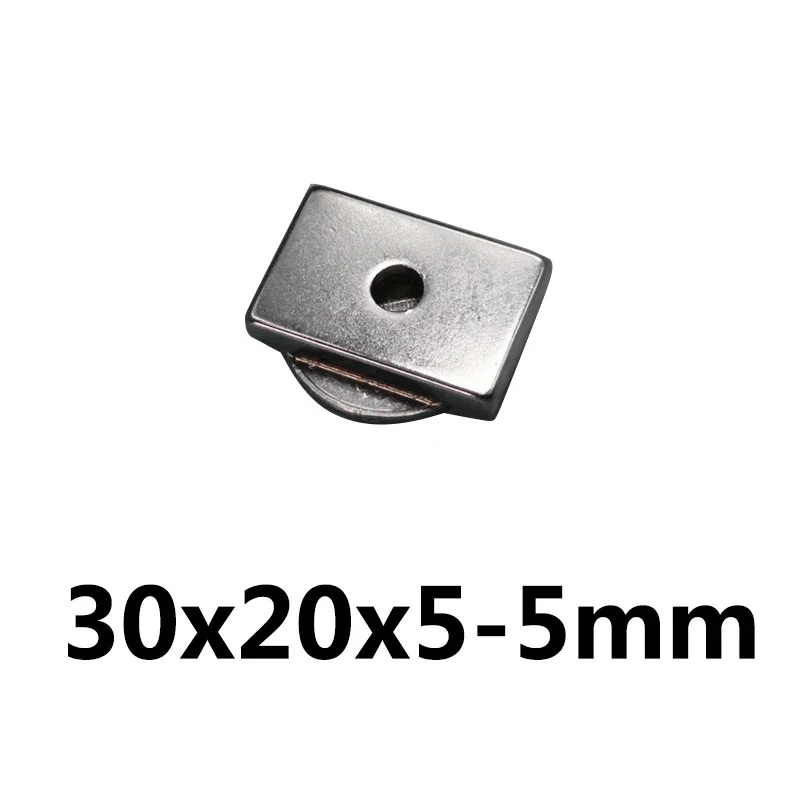 30x20x5-5mm N35 Block Powerful Magnets Hole5mm Bulk Sheet Neodymium Magnet Strong Permanent NdFeB Magnets 30*20*5-5mm