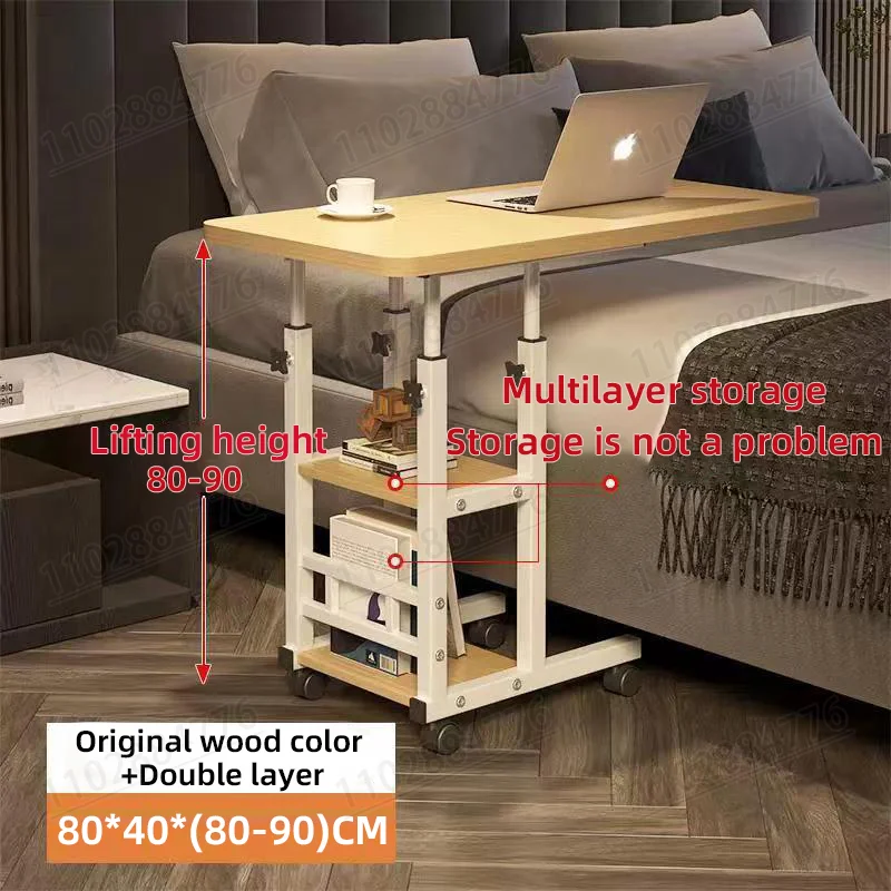 Bedside Laptop Table Can Be Moved To Lift The Double Shelves Storage Household Simple Bedroom Sofa Side Table