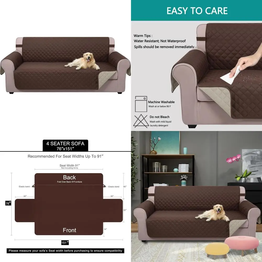 

Водостойкий большой чехол для дивана для 4 диванов-подушек, 91 дюймов, эластичные ремни, защитный чехол для мебели