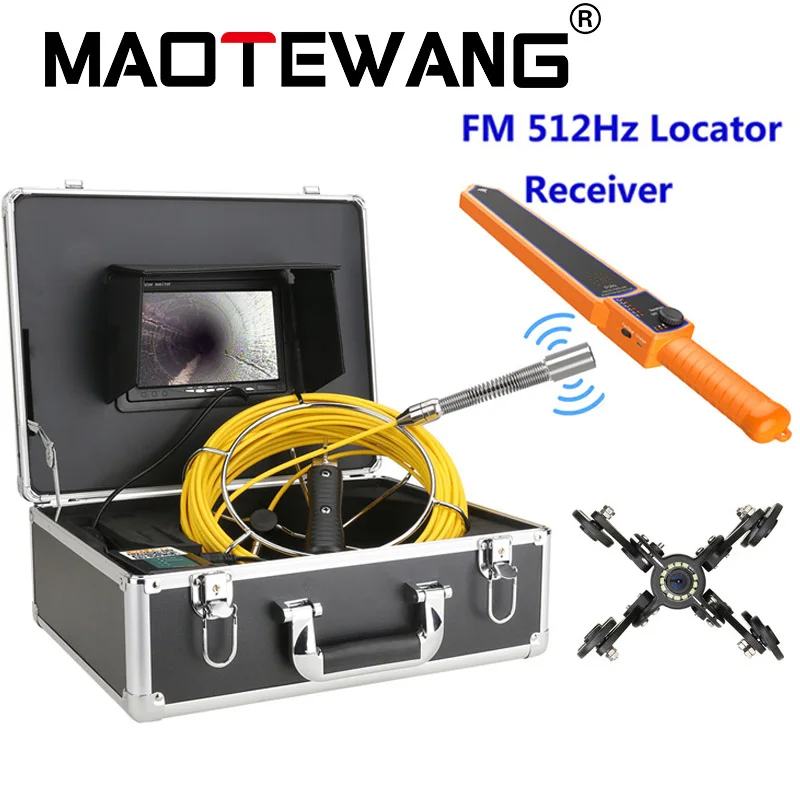 

Sewer Pipe Camera DVR Pipe Inspection Endoscope with Meter Counter Auto Self Leveling 512HZ Pipe Locator Industrial Drain Camera