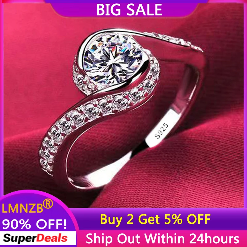 

With Credentials 100% Certified 925 Silver Ring High Quality Zirconia Diamant Engagement Wedding Band for Women Gift Jewelry