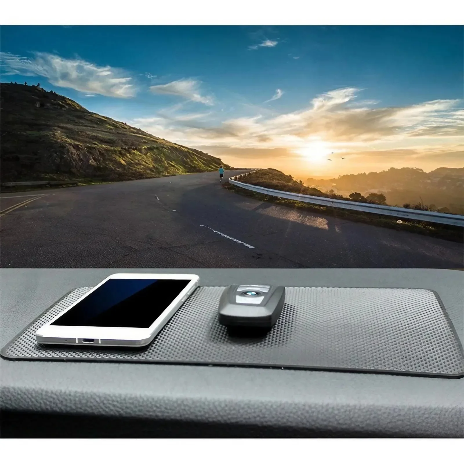 Large Car Dashboard Anti-Slip PVC Mat, Silicone Sticky Pad for Phone and Keys, 3 Sizes (S/M/L: 13*18cm/15*27cm/20*40cm)