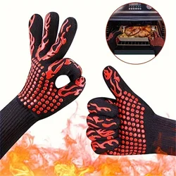 1 Pc, High Temperature Resistant Gloves, Fire-resistant And Flame-retardant, Microwave Oven, Insulated Baking, Silicone Anti Sli