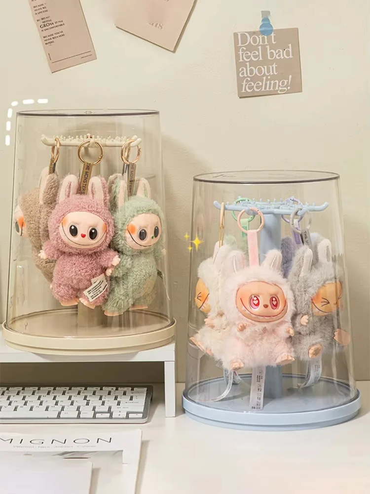 

Коробка для демонстрации плюшевых игрушек Labubu, прозрачная вращающаяся подставка, глухая коробка, чехол для хранения фигурок, пыленепроницаемый для кукол и предметов коллекционирования