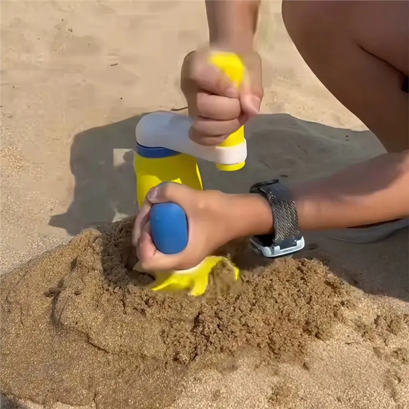cone-yellow-bright-drill-rig-hand-crank-spiral-sand-for-parent-child-digging-artifact-summer-seaside-game