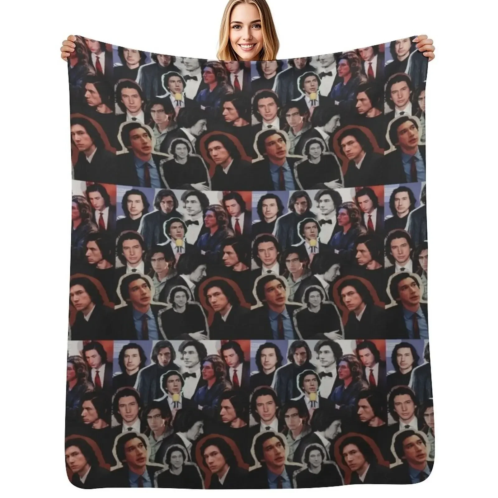 

Adam Driver 2019 Collage Throw Blanket Plaid on the sofa Soft Thin Blanket