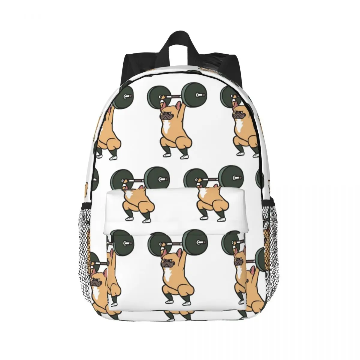 The Snatch Weightlifting French Bulldog Backpacks Boys Girls Bookbag Fashion Students School Bags Travel Rucksack Shoulder Bag