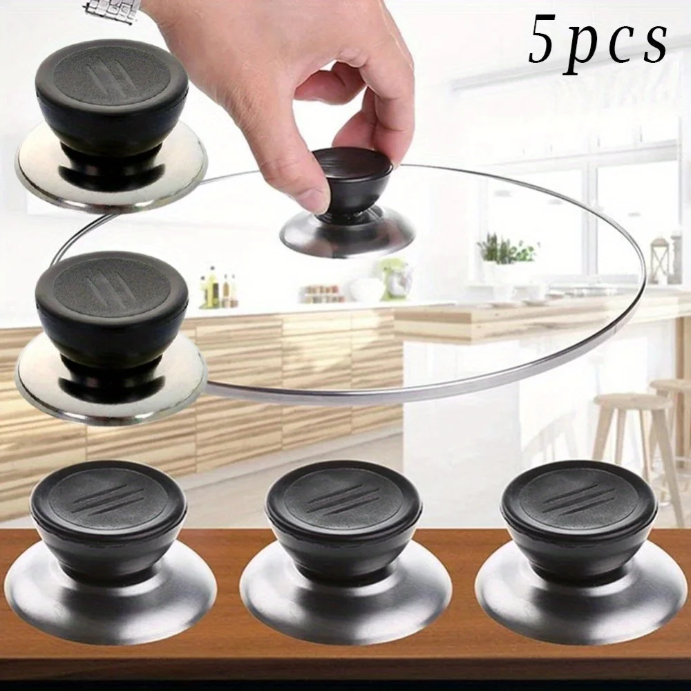5 universal plastic glass pot buckles, pot lid handle, stainless steel handle, lid bead cover, pot lid accessories