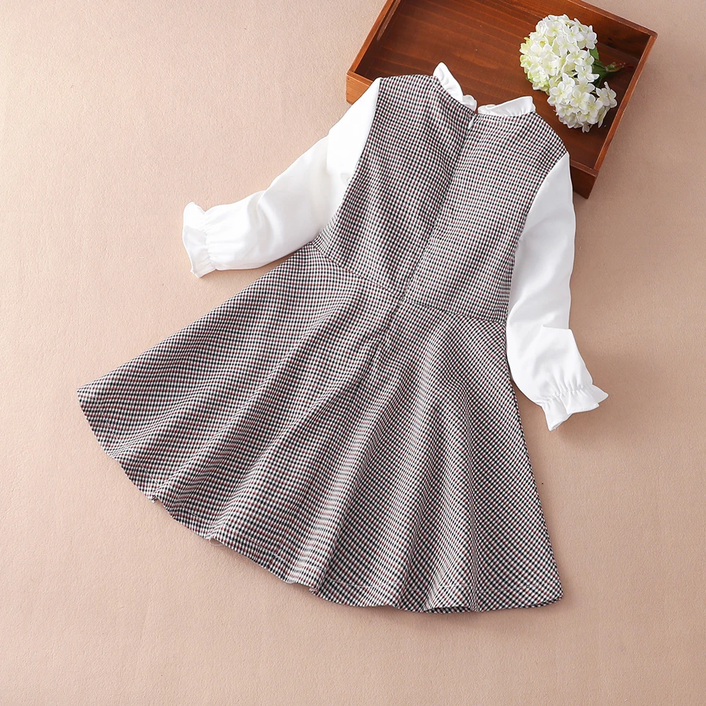 Girls Princess Dresses Spring Autumn Casual Children Long Sleeve Plaid Clothing 4-12 Years Daily Kids Dresses