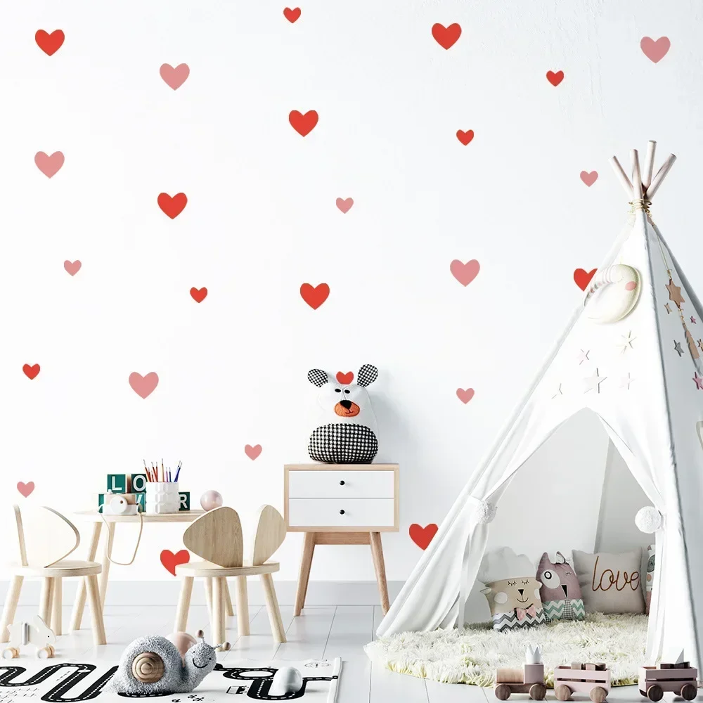 Red Love Wallpaper Festival Wall Sticker Switch Sticker Children's Room Bedroom Beautification Decoration Self Adhesive Sticker