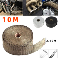 10M Exhaust Pipe 2.5CM wide Insulation Thermal Heat Wrap Roll Cotton Banana Cloth Motorcycle Fiberglass Heat Shield Tape