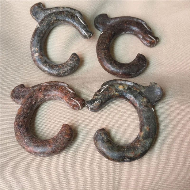 Antique Miscellaneous Red Mountain Culture Natural Aged Crafts Xiu Jade Dragon Hook Ornament High Ancient Jade Jade Pig Dragon