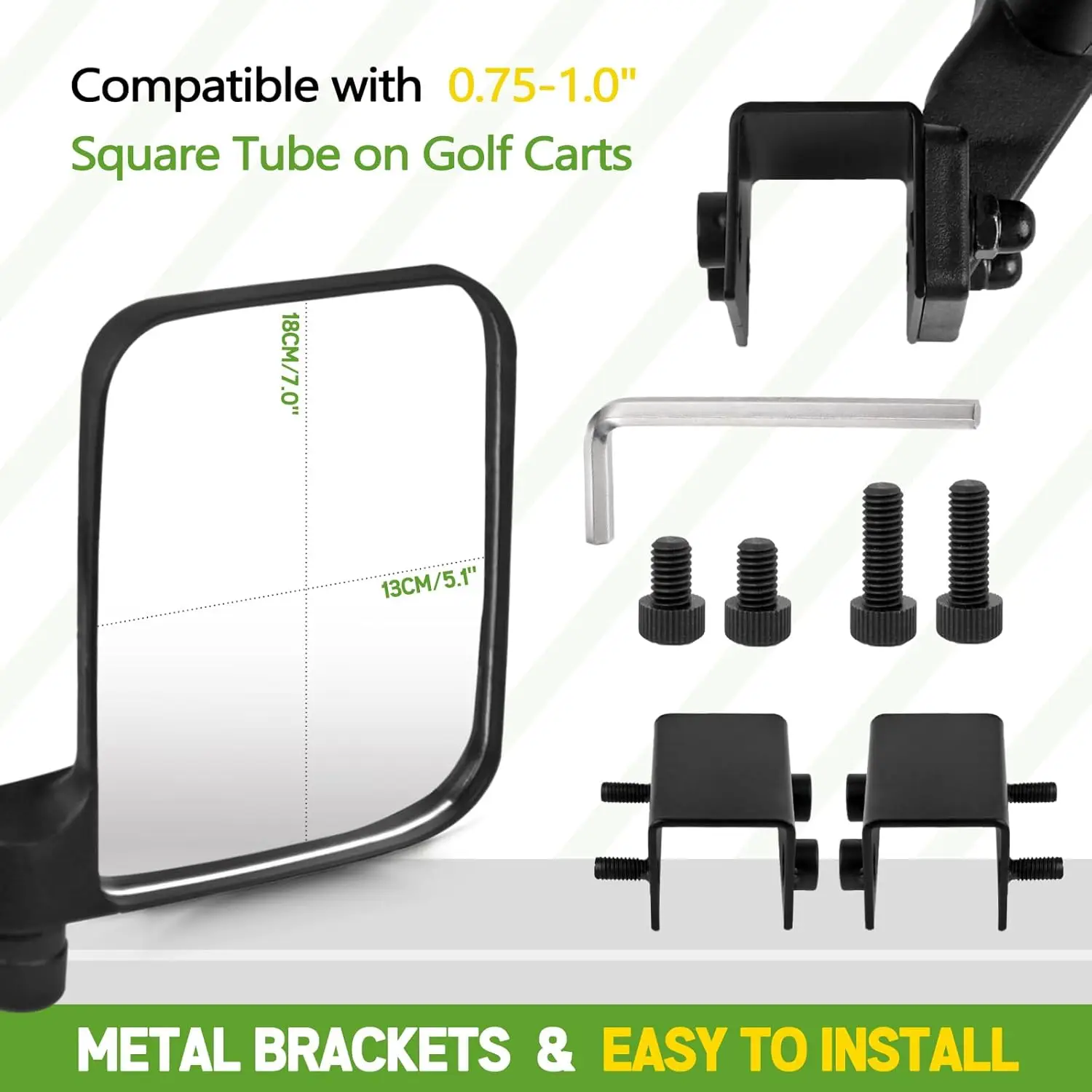 

Universal Golf Cart Mirror, Side Rear View Mirrors for Yamaha EZGO Club Car