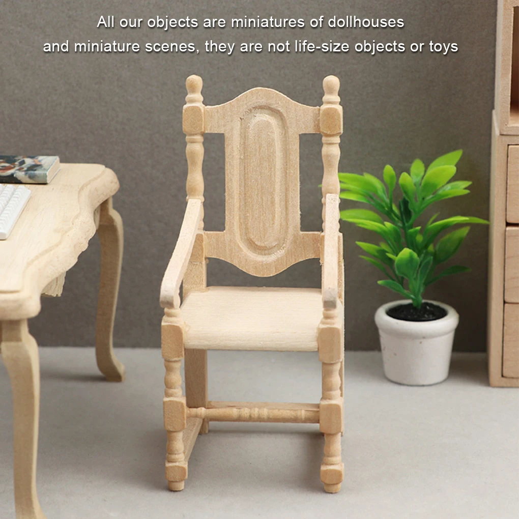 1:12 الخشب أثاث مصغر دمية المنزل مطعم المطبخ طاولة طعام كرسي لعبة الديكور لعبة هدايا للأطفال #3