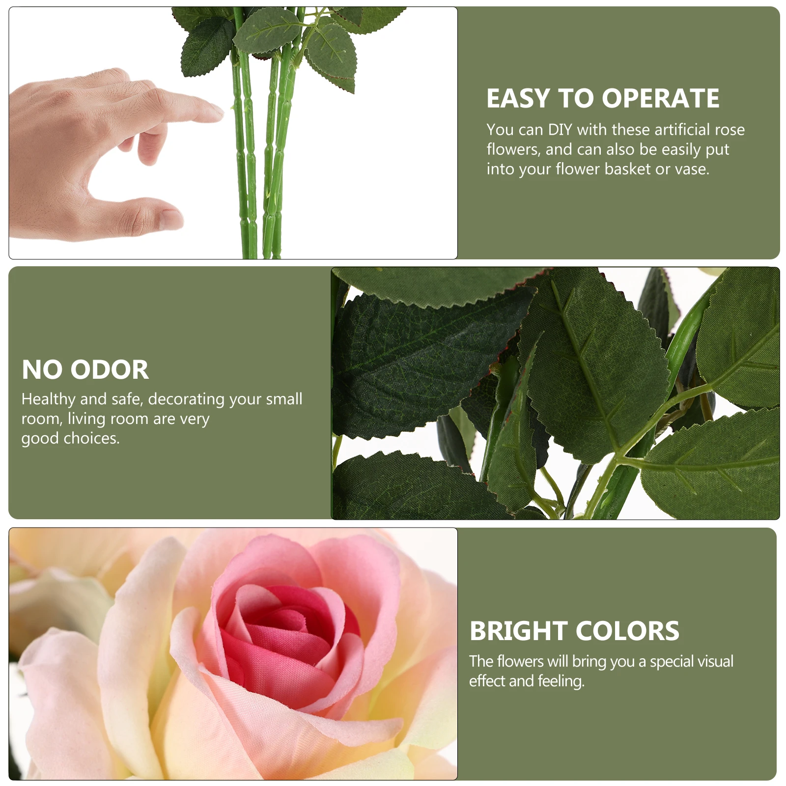 

5pcs Artificial Rose Flowers Decoration with Stems for Wedding Bouquet Table Home Office Shop Decor Flowers Lifelike