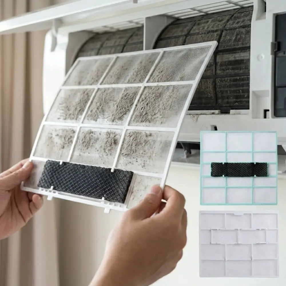 High Density Air Conditioner Filter Screen Antibacterial Plastic AC Anti-Dust Filter Net Filter Air Impurities Purify Outlet Air