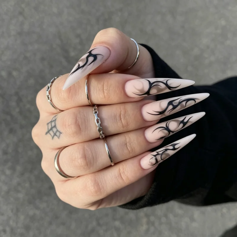 24Pcs False Nails Long Pointed Edgy “Thorn” Gradient Design High-Quality Press-On Nails—Perfect As A Gift for Girls and Friends 4