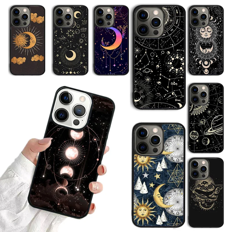 Suns Moons Clouds Astrological Phone Case for iPhone 16 15 14 12 13 mini PLUS XS XR 11 PRO MAX Fundas coque Cover Shell