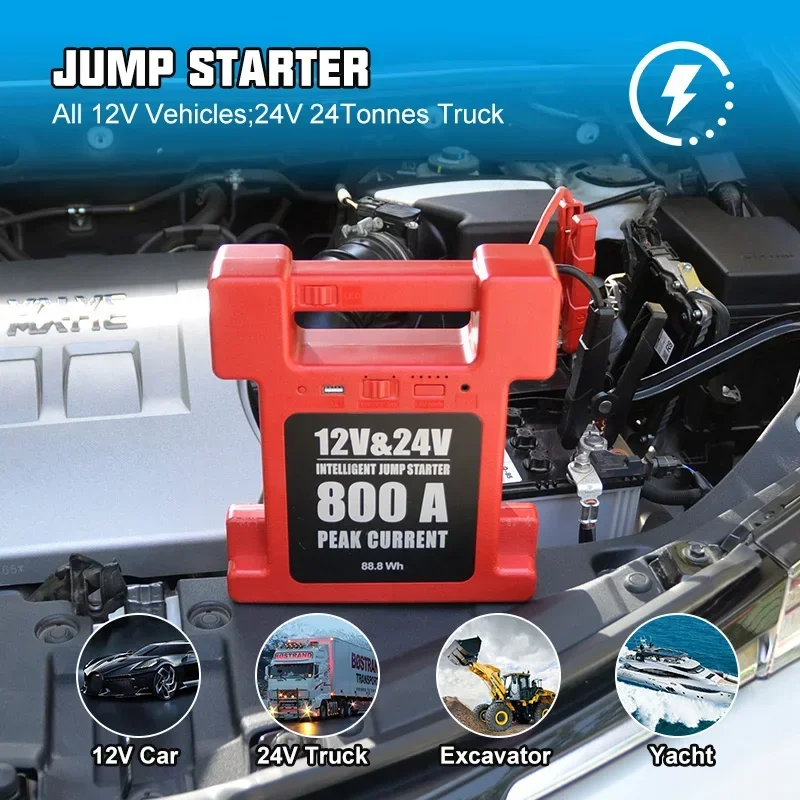 2023 SPY 12V/24V Newest Safety Multi-function Switch 28000mAh Heavy Duty Truck Jump Starter