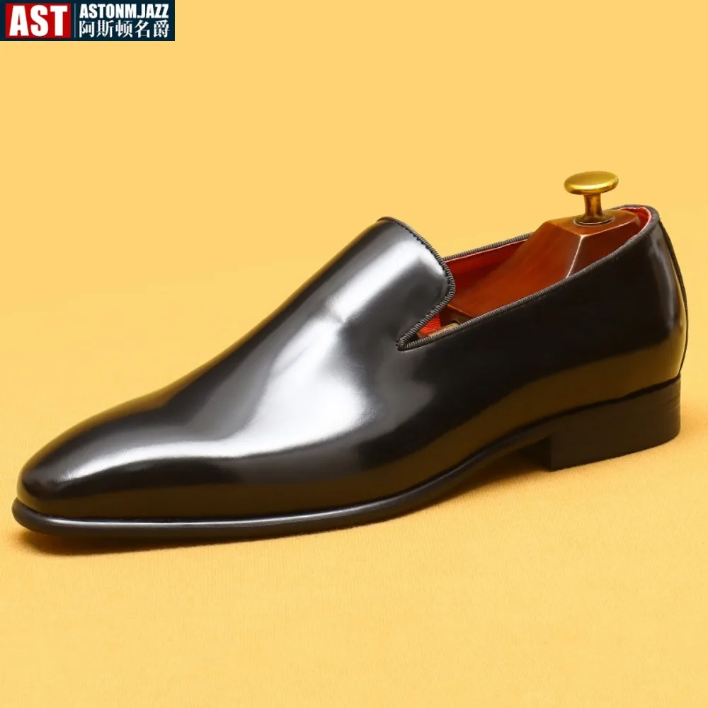 Mocassins d'affaires en cuir verni pour hommes, chaussures de bureau formelles, mocassins décontractés, chaussures de conduite à enfiler, créateur de mode de luxe