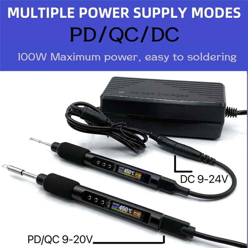 ABBN-L210C PD 100W Portable Electric Soldering Iron 50-500°C Adjustable Temperature Color Screen DIY Repairing Tool