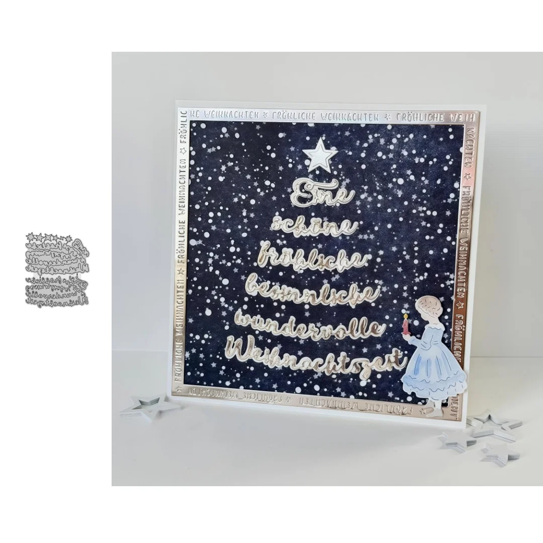 Neue Ankunft Weihnachten Schatten Text Metall Stanzformen für DIY Scrapbooking Karte, Der Schablonen Präge Handwerk Dekoration