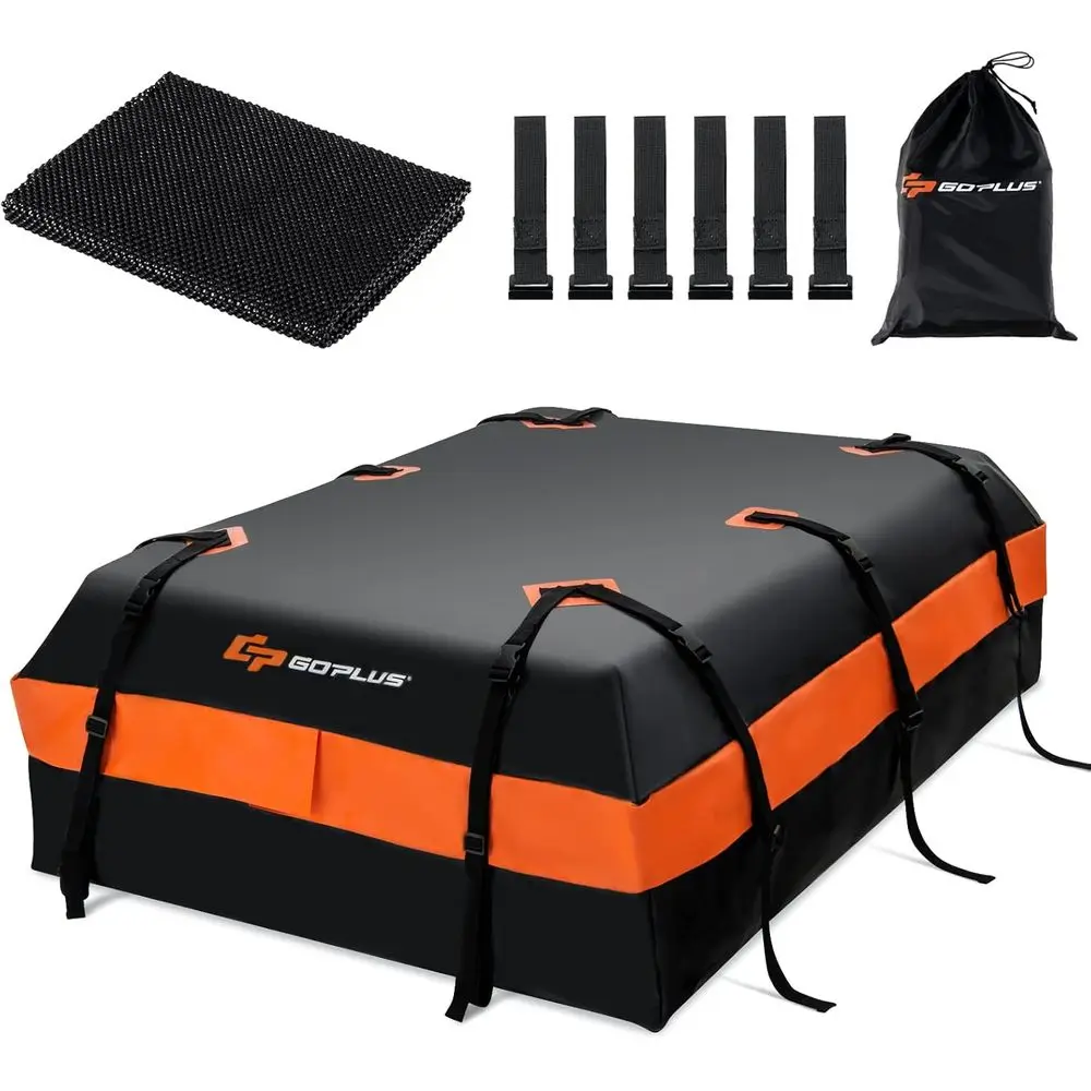 

Universal 21 Cubic Foot Waterproof Roof Cargo Bag with Anti-Slip Mat, Reinforced Straps, and Door Hooks