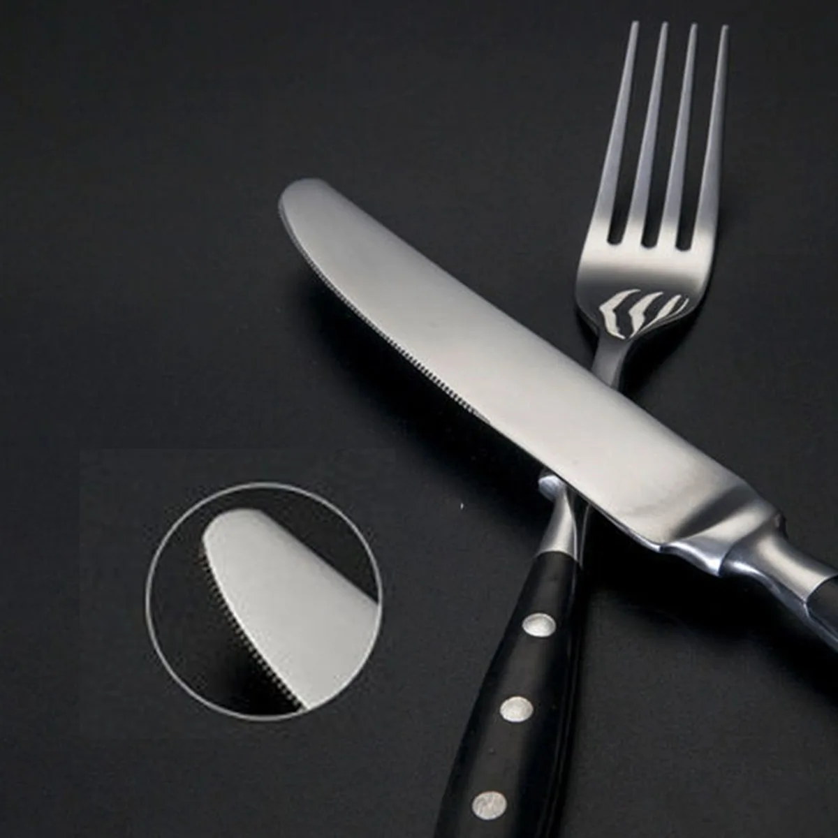 Black Silverware Set Black Flatware Food-Grade Stainless Steel Cutlery Eating Utensils Mirror Finished Dishwasher Safe