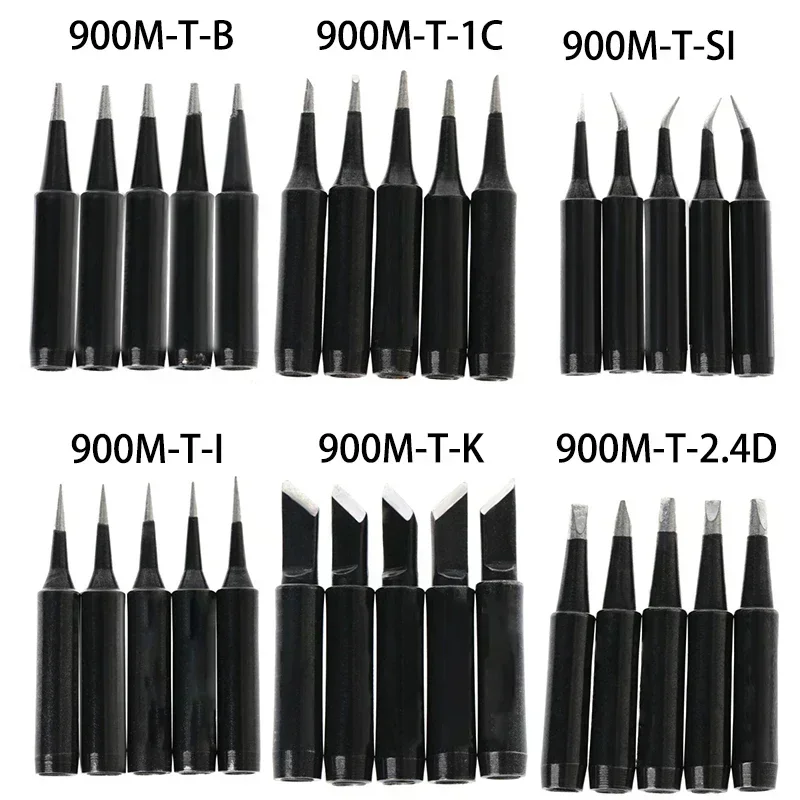 Soldering Iron Tips Black Pure Copper Soldering Tip 5pcs/set 900M-T Lead-free Welding Solder Rework Tools Accessories