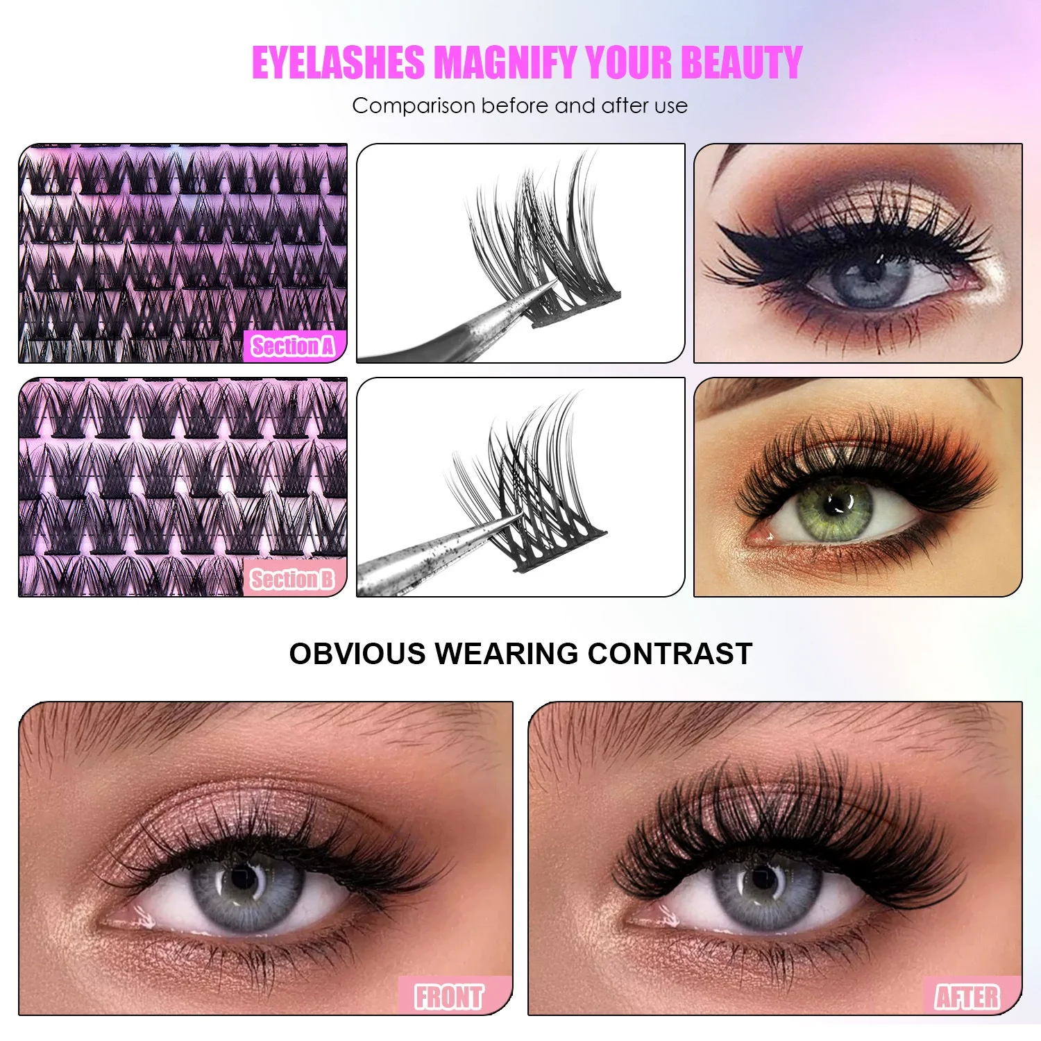 Explosieve DIY gesegmenteerde valse wimperlijm pincet set combinatie simulatie wimper groothandel