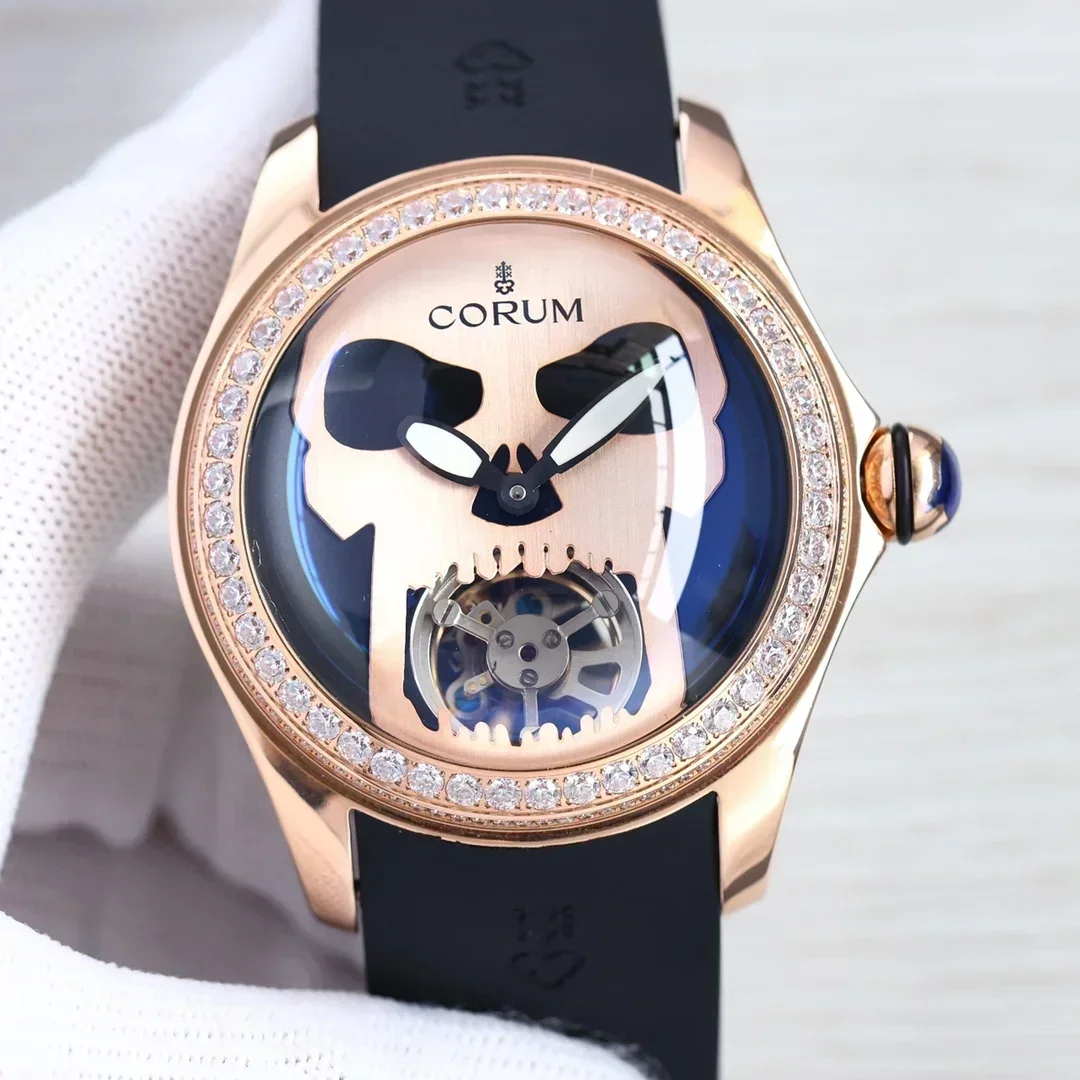 Bubble Series 46mm Floating Tourbillon Mechanical Wristwatch Skull Fashion Waterproof