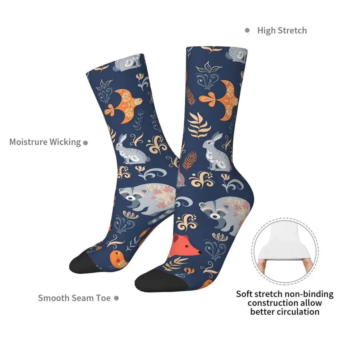 Fairy-tale Forest Fox,bear,owls,rabbits Socks Harajuku Super Soft Stockings All Season Long Socks for Man's Woman's Gifts