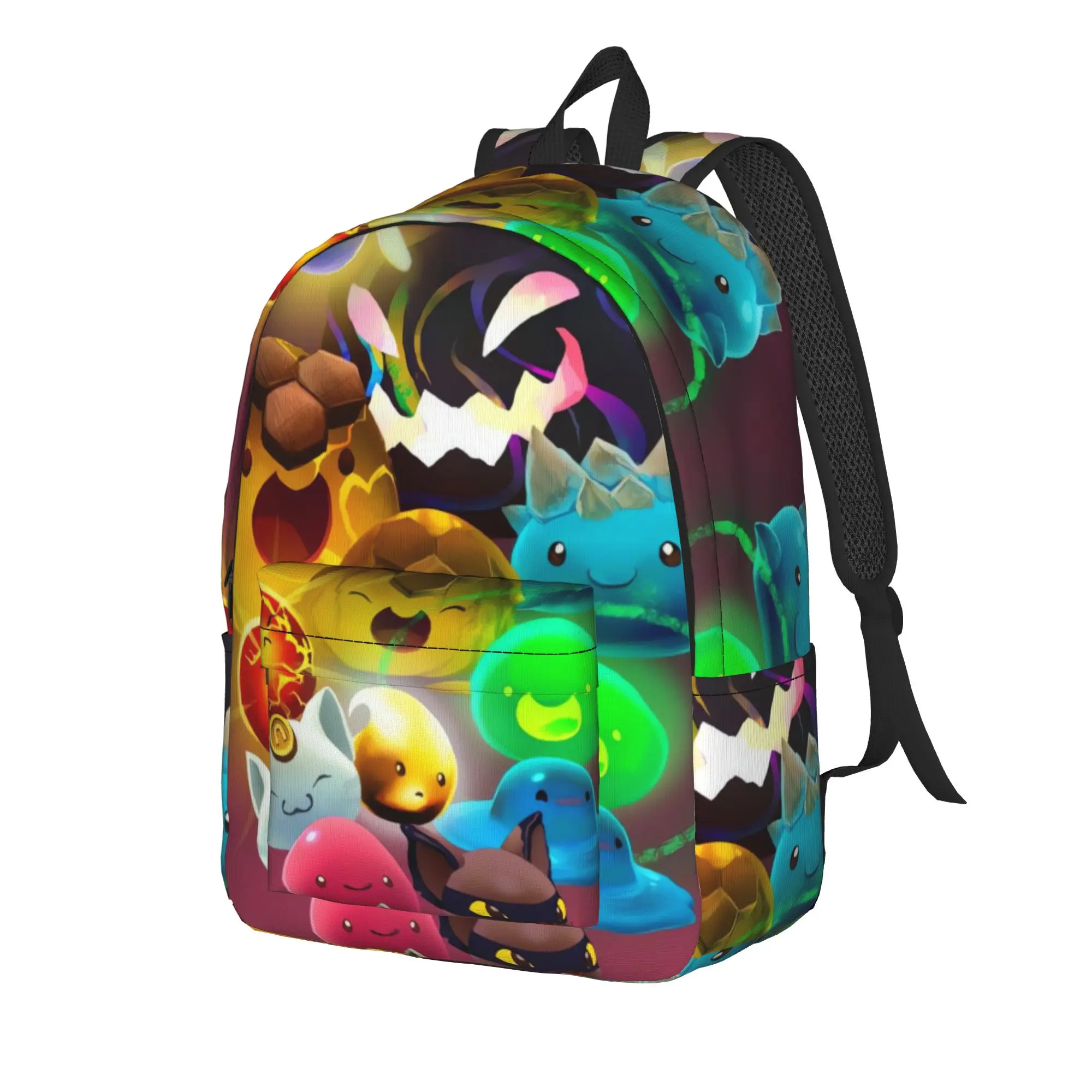 Red Gradient Slime Rancher Backpack  Unisex Polyester Hiking Backpacks Pattern Kawaii School Bags Rucksack