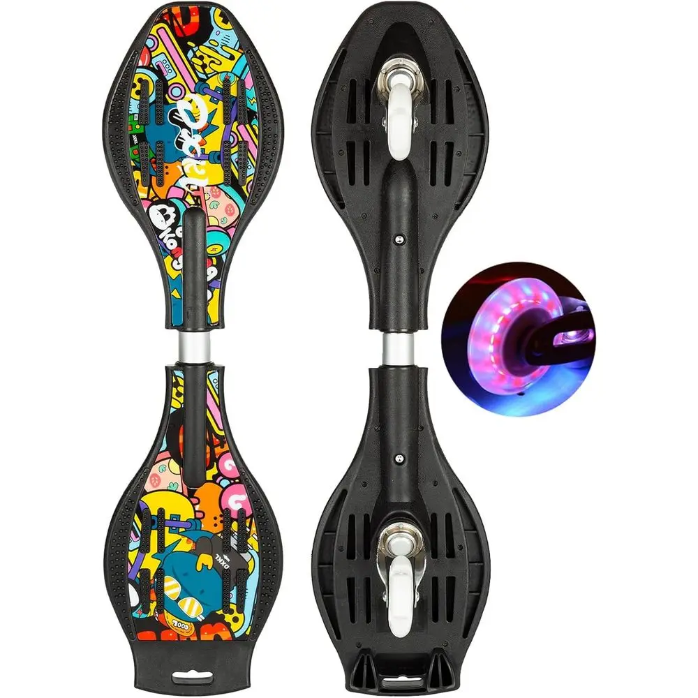 

360-Degree Caster Skateboard with Glowing Wheels - Ideal for Kids, Teens, and Adults