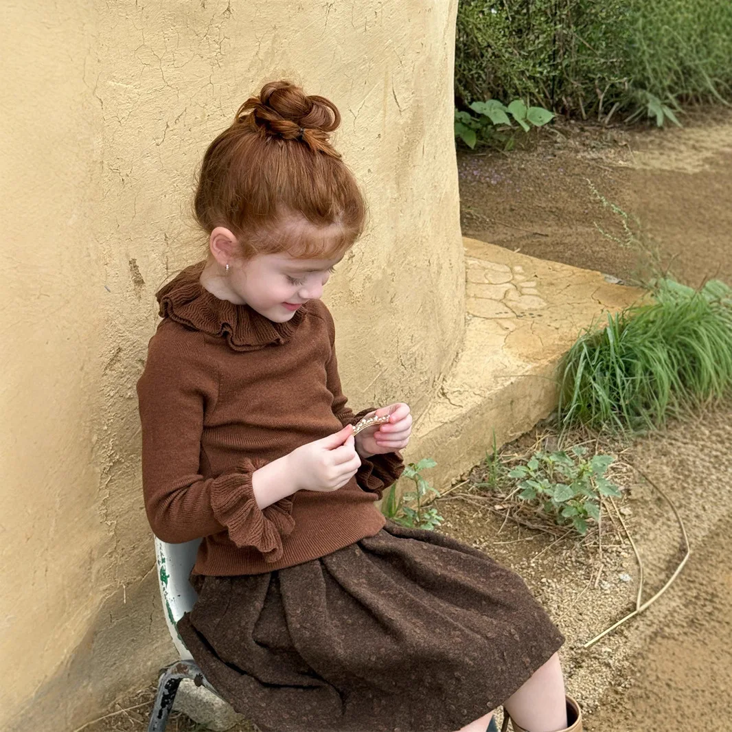 الفتيات الشتاء تنوعا 2025 كشكش طوق محبوك قاعدة سترة مزاجه سليم صالح شبه عالية الرقبة سترة اليومية لباس غير رسمي