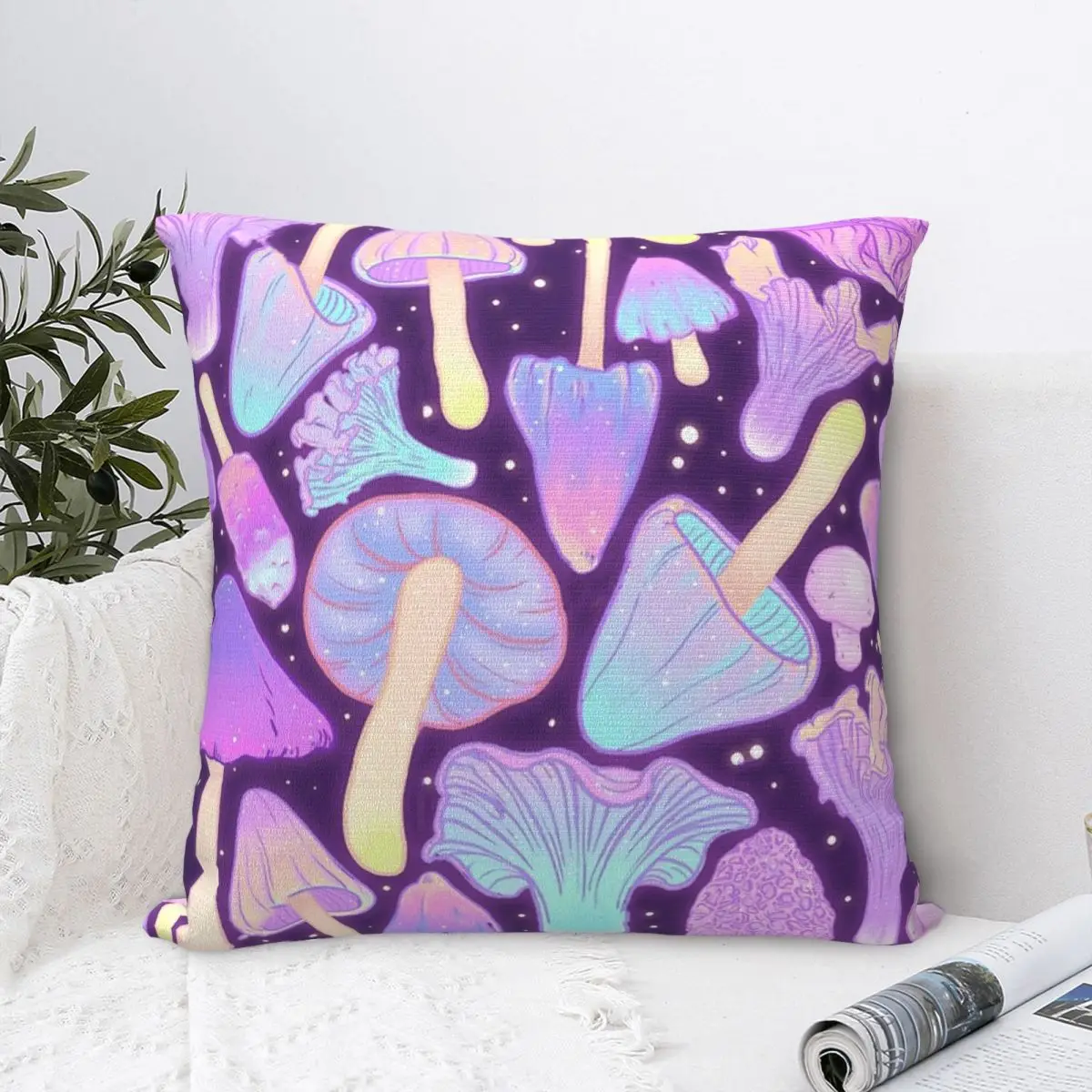 Spooky Mushroom Hunt Pillowcases Bed Car Psychedelic Trippy Hippie Cushion Cover Cool Decor Throw Pillow Case 40*40