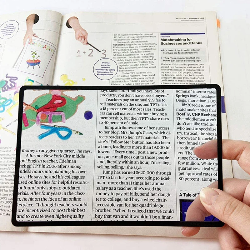 New【Magnifying Glass A5 Full Page Large Sheet Magnifier Magnifying Glass Book Page Magnification 3X Ultra-thin Magnifier Loupe】 view 4