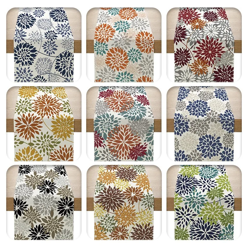 

Colorful Blossom Linen Table Runner Home Decor Items Table And Kitchen Linens For Banquet Party Spring Easter Christmas
