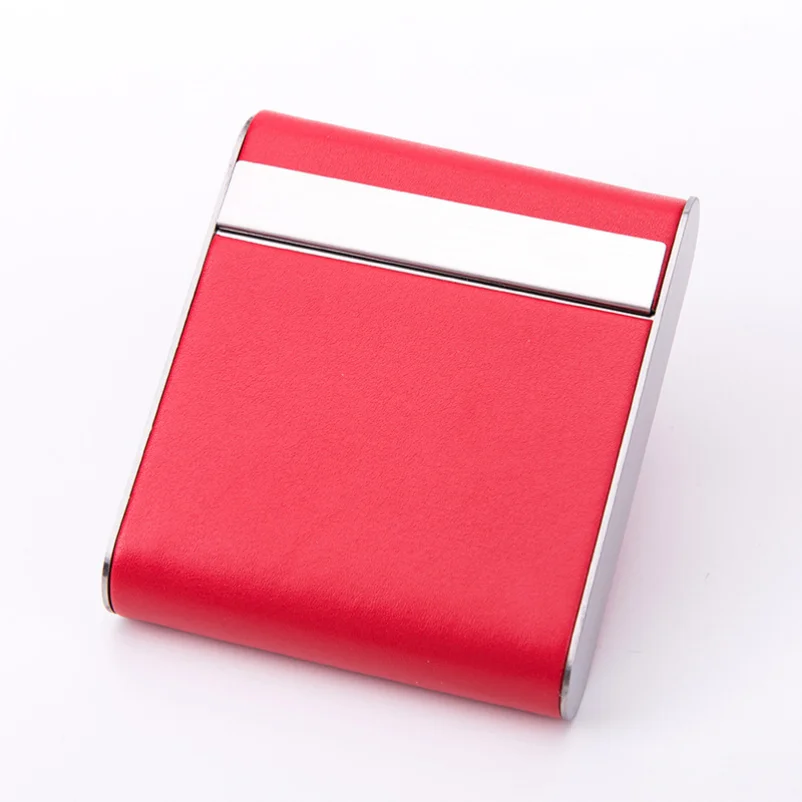 

1Pc Pocket Carrying Cigarette Box Portable Cigarettes Case Leather Metal Holder Holds 20 Cigarettes