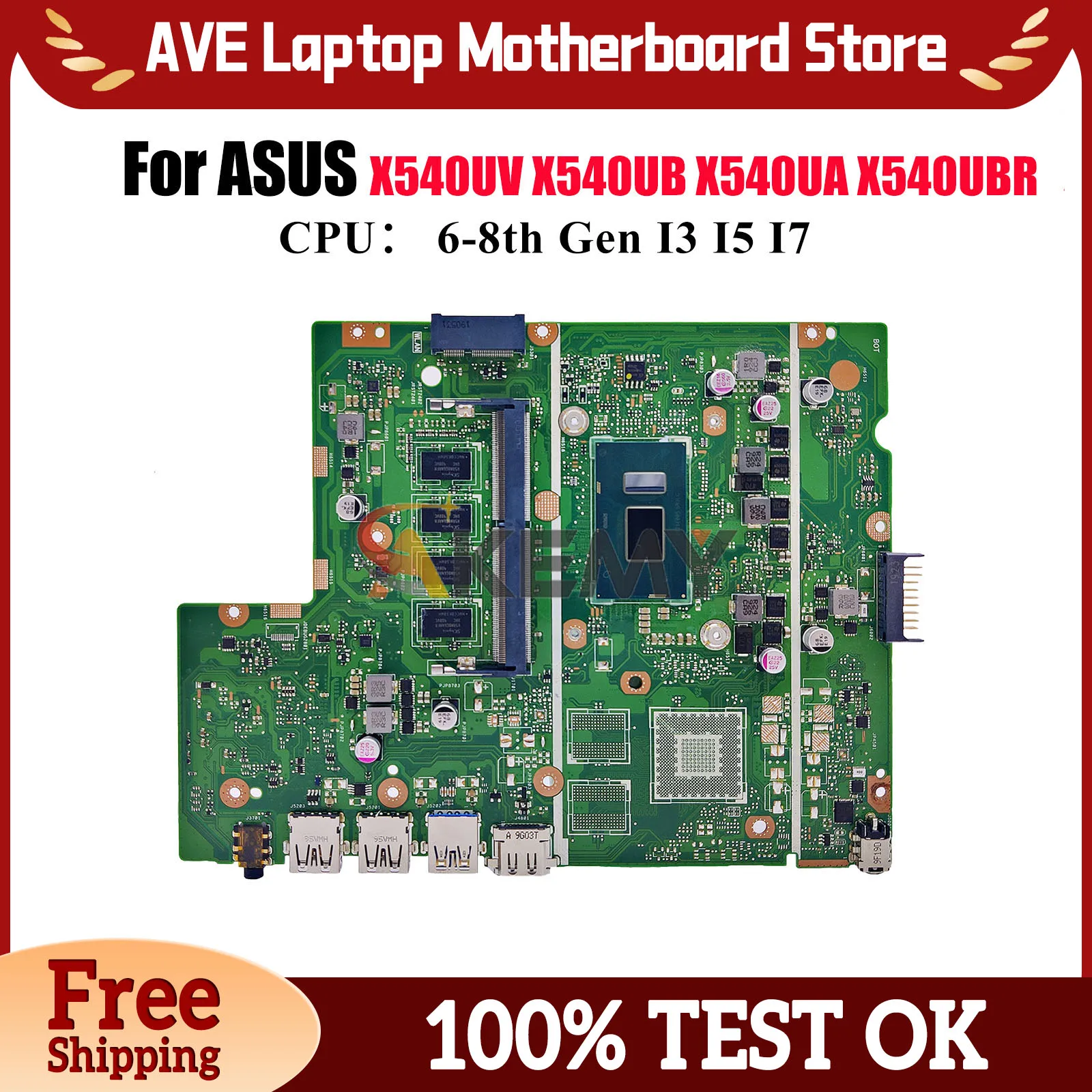 

X540UA Laptop Motherboard For ASUS P540U X540UBR A540U X540UV R540U X500U X540U F540U X540UAR X540UB Mainboard With I3 I5 I7 CPU