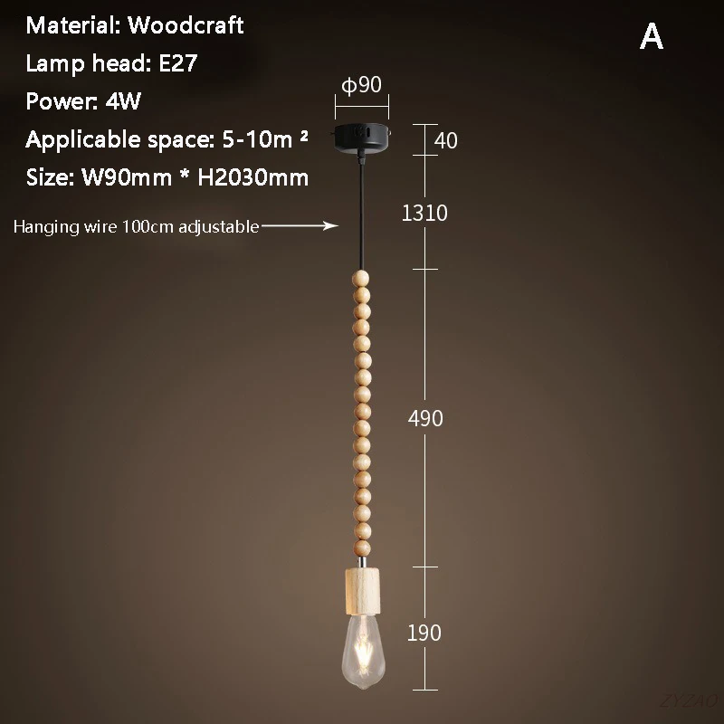 Hanglampen in retrostijl Eiken houten geometrische kralen hanglamp eetkamer woonkamer droplight hangende lichtarmatuur E27