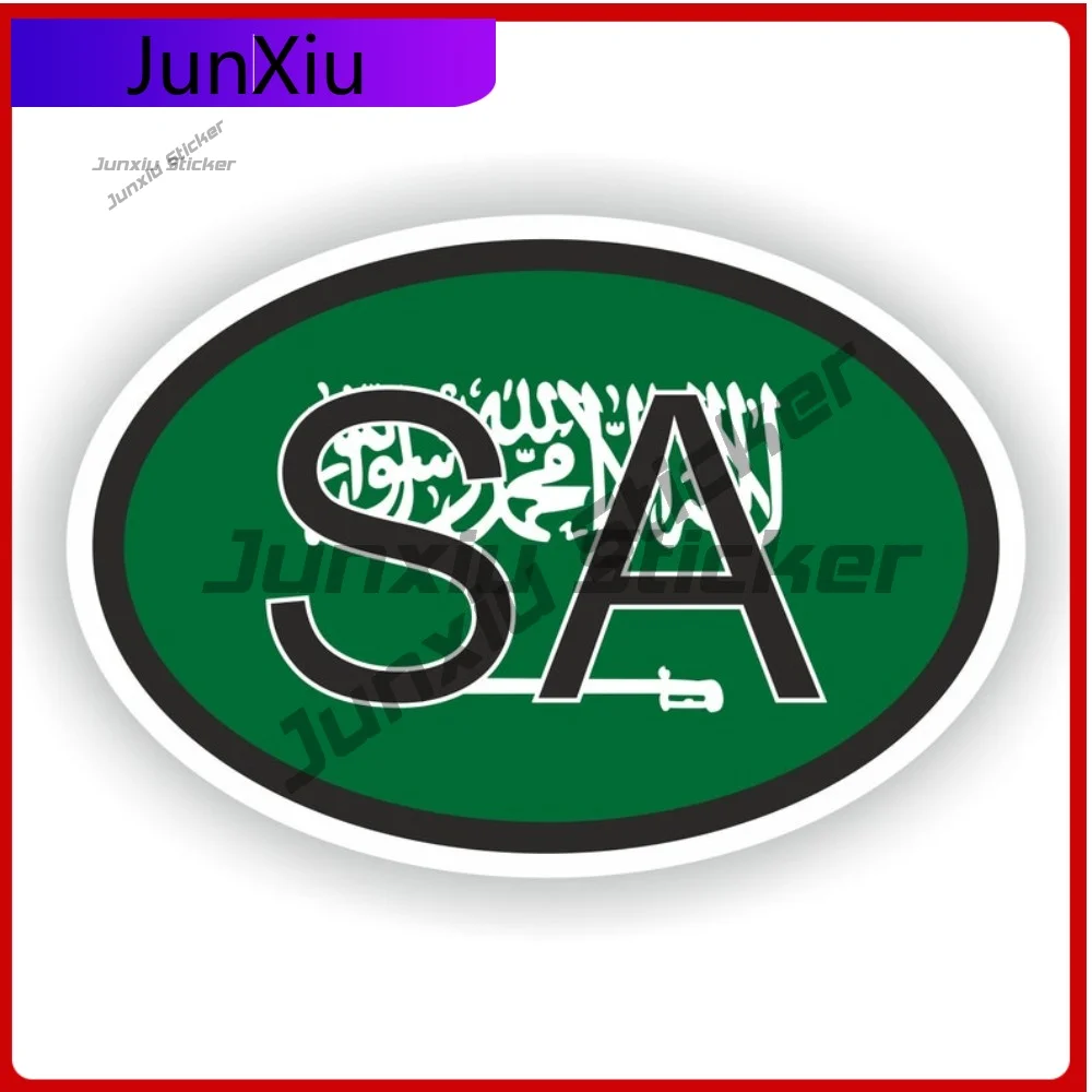 

Saudi Arabia Oval Country Code Sa Flag National Emblem With White Border Vinyl Decals Big Auto Rv Stickers For Car Decals Custom