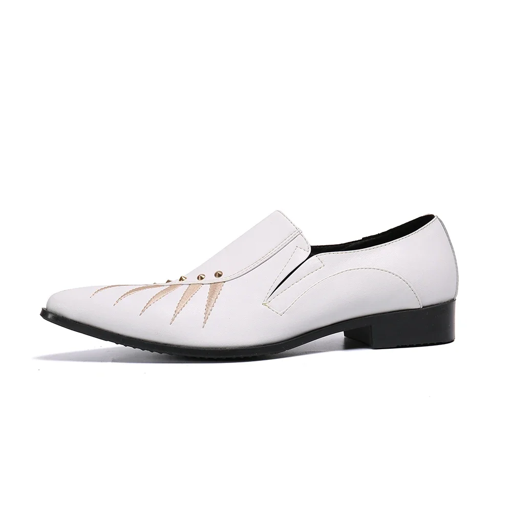 Christia Bella British White Real Leather Men Shoes Wedding Party Formal Leather Shoes Pointed Toe Business Shoes Male Footwear