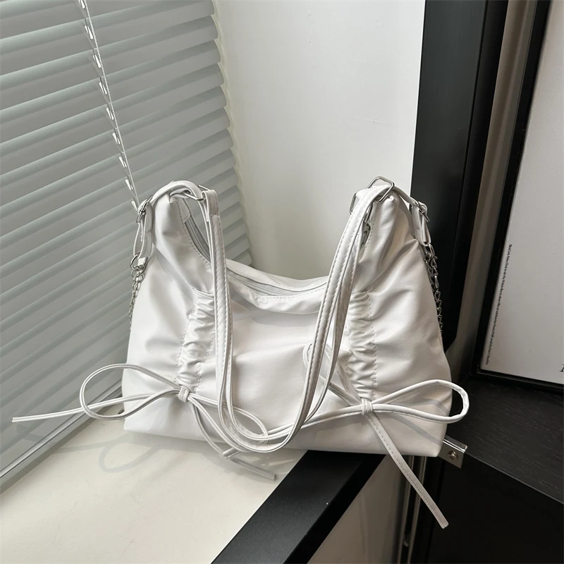 Folded  Knot Double Shoulder Women's Bag 2024 New Fashion Sweet Tote Bag Casual Large Capacity Single Shoulder Bag