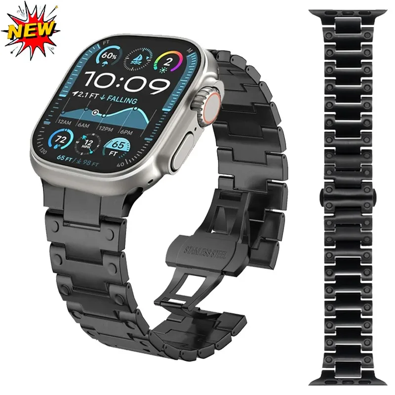 

Металлический ремешок из нержавеющей стали для Apple Watch Ultra 3/2/1 49 мм серии 11 10 46 мм 42 мм Браслет iWatch 9 8 7 6 5 SE 44 мм 45 мм 41 мм